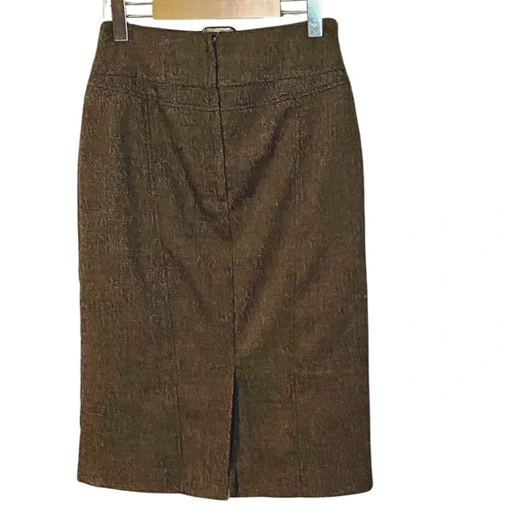 LE CHATEAU Vintage Midi Skirt Brown Leather Belt Design Lined Preppy Corpcore - Picture 2 of 13